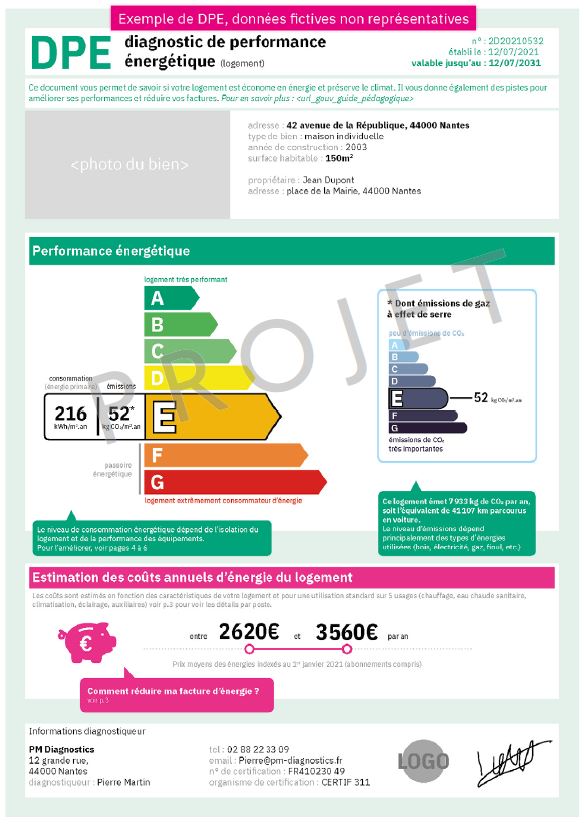 Première page du nouveau DPE au 1er juillet 2021